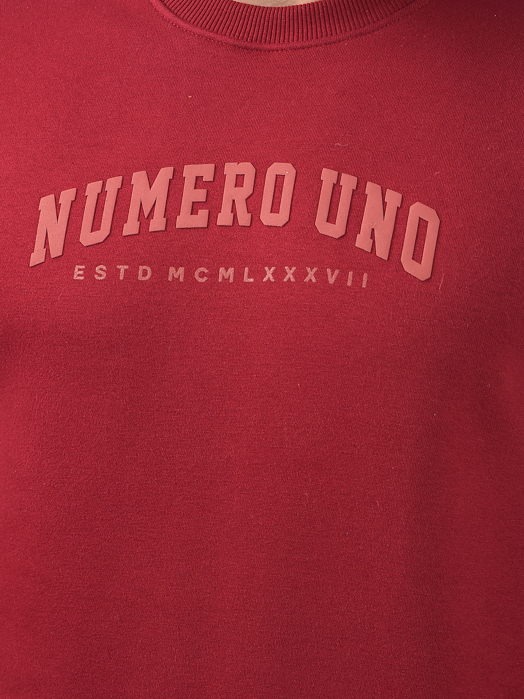 Numero Uno Men Typography Red Sweat Shirt